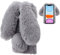 LCHDA für Plüsch Hülle iPhone 11 6.1 Flauschige Hasen Fell Hülle Handyhülle Mädchen Süße Kaninchen Pelz Niedlich Hasenohren Handytasche Schützend Stoßfest Silikonhülle with Glitzer-Grau