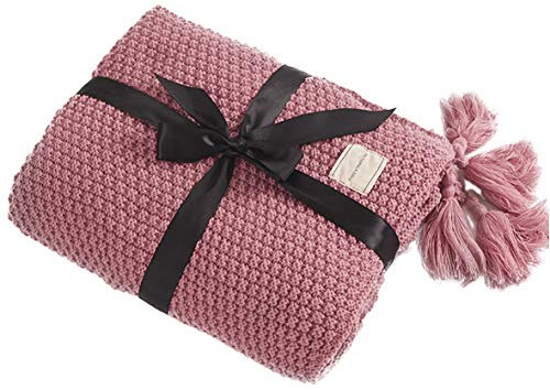 AUSTINCIAGA Manta de Punto para Sofá Colcha de Mesa Manta Nórdica Cálida y Suave con Flecos Hecha a Mano para Playa Picnic Todas Las Estaciones