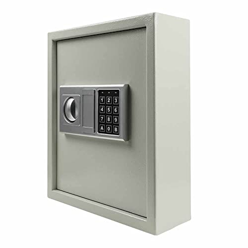 FELGNER Schlüsseltresor mit elektronischem Pin Code Sicherheitsschloss | 48 Haken | farbige Schlüsselanhänger | Robuster Schlüsselsafe Schlüsselschrank aus Stahl | Ideal für Zuhause oder Büro