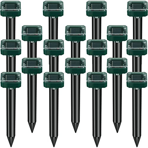 Kittmip 6 Pcs Mole Repellent for Lawns Solar Powered Mole Repeller Ultrasonic Gopher Repellent Waterproof Outdoor Snake Stakes Spikes for Yard Garden Gophers Groundhogs Voles Rodent (Small)