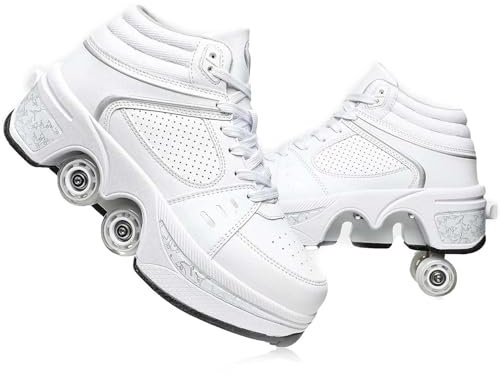 Schuhe mit Rollen, LED Leuchtend Roller Skates, Verstecktes Rollen, Verstellbare Rollschuhe für Laufsportschuhe Zum Spielen für Männer Frauen