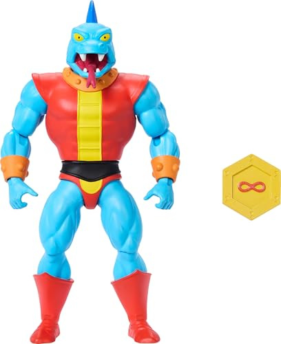 Masters of the Universe Origins - Fang Man Cartoon Collection, action figure cattivo con zanne dalla serie MOTU anni '80 con accessori dettagliati, giocattolo da collezione, 6+ anni, JBM91