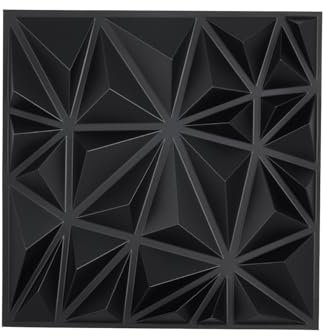 VEVOR Paneles de Pared 3D, 33 Baldosas de Diamante Minimalistas de Arte Moderno de PVC, con Acento de Cobertura de 2,97 m², para Techo, Dormitorio, Sala de Estar, Negro Mate, 300 x 300 x 25,1 mm