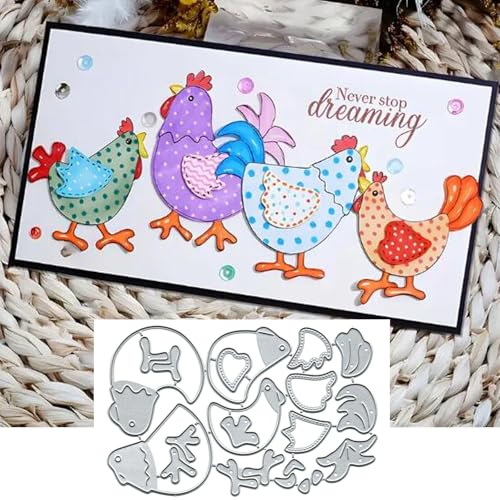 God jul fyra kycklingar metall stansning, vår solros ram blad skärning schabloner för gör-det-själv scrapbooking album dekorativ prägling papper matris för korttillverkning