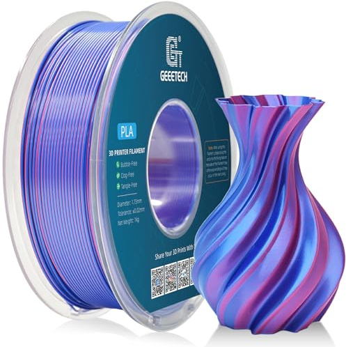 GEEETECH Filamento doppio colore effetto seta 1,75 mm, 1 kg/bobina per stampante 3D, seta blu e rossa