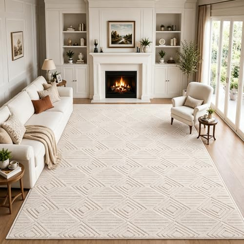 Capslpad Alfombra Beige 200x300cm antideslizante moderna alfombra suave lavable para salón oficina comedor dormitorio