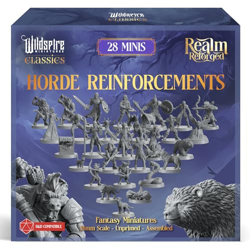 Horde Reinforcements Set - Monsters & Encounters for DND Miniatures Bulk Set 28mm Unpainted DND Minis for Dungeons Dragons | D&D Minis RPG Tabletop Gaming | Fantasy Figurines TTRPG I Realm Reforged