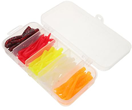 YARNOW Leurres Souples en Silicone Réalistes, Lot de 100 Appâts Artificiels Multicolores pour Pêche en Eau Douce, Ensemble de Leurres de Pêche Souples Adaptés pour Truite,
