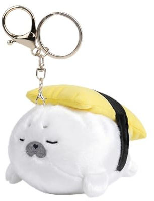 Tapufitil Sushi Robbe Plüsch Portachiavi, 11cm Carino Foca Peluche Con Design Tamago Sushi, Morbido Pupazzo Portachiavi Per Borsa & Zaino