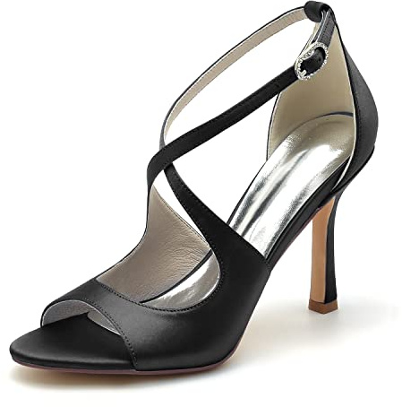 Yhsdfcn Stilettsandaler i Satin Elfenbensvit för Damer, Eleganta Peep-Toe Bröllopsskor för Fest Gala Bröllopsgäst Evening