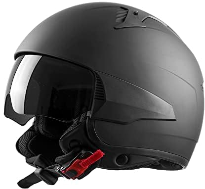 Westt Open Face Motorcycle Helmet, 3/4 Motorcycle Helmet DOT Approved, Lightweight Moped Helmet with Built-in Sun Visor, Quick Release Strap, Removable Washable Liner, Scooter Helmet for Adults