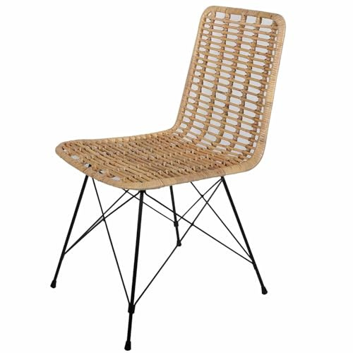 Casa Moro | Valencia Chaise en rotin Naturel tressé à la Main | Chaise Vintage en Osier | Chaise rétro pour Cuisine, Jardin, terrasse, Salle à Manger | IDSN41