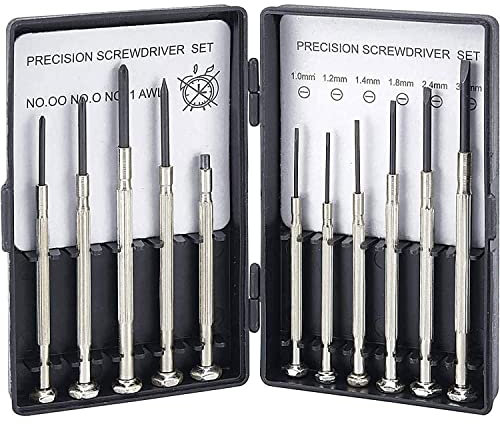 vendify® Schraubendreher Feinmechaniker Set, Mini Schraubendrehersatz 11 teilig, Uhrmacherwerkzeug Modellbauer, Laptop, Handy, Brillen