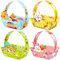 GWHOLE Cestini Pasquali 12pz, Cestino Carta Artigianato, Regalo di Pasqua, 4 Colori, Motivi Gallina Coniglio Uova, 12x6.2x7.8cm