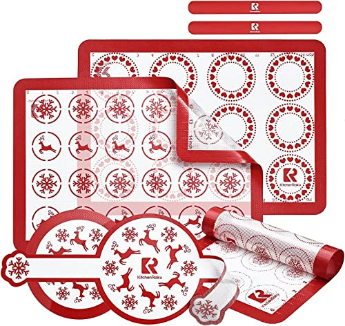 Set di 5 tappetini in silicone per teglie, tappetino in silicone riutilizzabile per alimenti perfetti per teglie per arrotolare e cuocere teglie - Macaron/biscotti/panini/pane di KITCHENRAKU KR