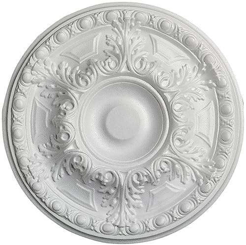 Rosone Lampadario Soffitto MASTERBRICO - Rosoni in Polistirolo Decorativi per Soffitto e Pareti, Rosone Elegante per Lampadari, Leggero e Facile da Applicare con Colla Inclusa (48 cm - A005)