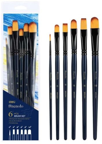 Finenolo - Set di pennelli da pittore, in nylon, 6 pezzi