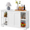 Yaheetech Aparador Armario de Cocina Aparador para Salon con Puerta Corredera Vitrinas de Estrecho para Salón Sala de Estar 107 x 33 x 63.5 cm Blanco