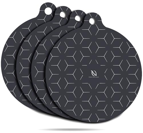 HI NATURE™ Induktionsskydd 4-Pack – Runda Silikonmattor för Induktionshäll – Värmetålig Spisskyddsmatta – Grytunderlägg & Pannskydd – BPA-fri – Halkfri & Diskmaskinsäker (4x, 4, Stycken)