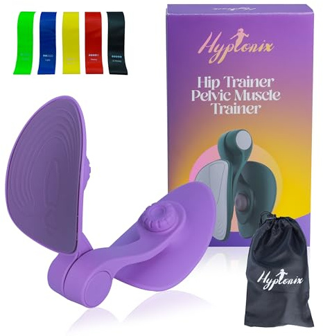Hyptonix Hip Trainer avec Bandes de Résistance et Sac – Accessoires Sport Maison pour Musculation Femme, Cuisses, Fessiers, Post Partum et Rééducation Périnée - Matériel Fitness (Violet)