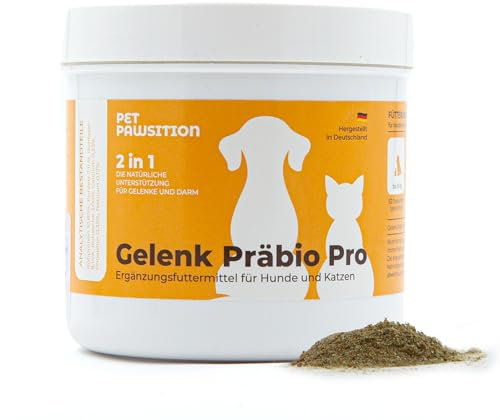 Pet Pawsition gemensam Prebio Pro – 2 i 1 tarmhälsa och ledskydd för hundar och katter – stärker immunsystemet – prebiotika, MSM och öljäst – Made in Germany