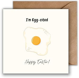 WBdesignz Oster Karte mit Umschlag - Osterkarte I´m EGG-cited Osterkarten Grußkarten zu Ostern Osterei Frohe Ostern Karten Ostergrußkarten Spiegelei Lustige Osterkarten