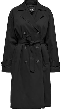 ONLY Onlorchid Life Quilt Long Trenchcoat Otw Trench, Nero, L Donna