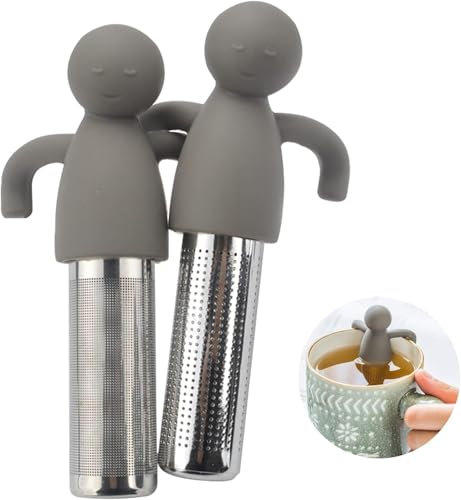 GDJIAJT 2 filtri da tè, infusore per tè sfuso, filtro da tè in acciaio inox 304, filtro da tè con manici colino da tè, uovo divertente per tazze, teiera, mulling spezie, per tazze e teiere