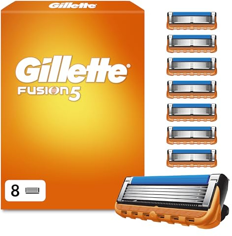 Gillette Fusion5 Rasierklingen, 8 Original Ersatzklingen für Herren mit Größerem Gleitstreifen für Ein Sanftes Gleiten und 5 Klingen für Eine Unglaublich Gründliche und Komfortable Rasur