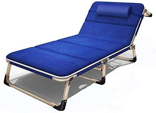 Tumbona plegable portátil para ocio de verano bajo el sol transpirable y cómoda tumbona de playa al aire libre tumbona en casa oficina siesta cama individual para adultos azul