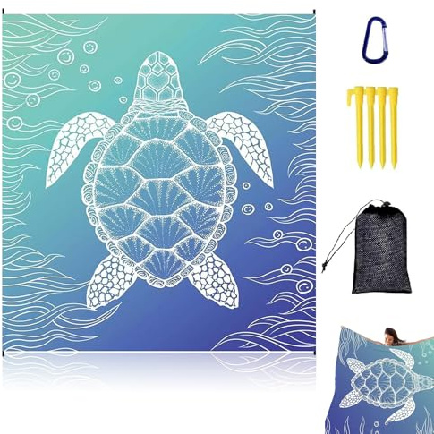 AUEJACKY Esterilla de Playa Resistente al Agua, Manta de pícnic XXL, 200 x 210 cm, Impermeable y Resistente a la Arena, portátil para Camping y Playa (Verde-A)