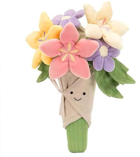 Brautstrauß Plüschtier – Süße Plüsch Blume als Blumenkissen & Emotional Support Plant (25 cm) – Kuschelige Plüsch Pflanze für Hochzeit, Geburtstag, Geschenk – Beruhigende Puppe mit PP-Füllung