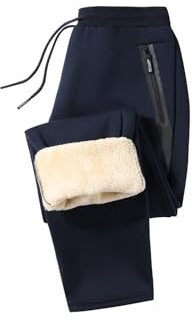 PrimeCrest Pantalon Chandal Hombre Invierno Fleece Pantalones Deporte Running Algodon Jogger Hombres Casual Termico Deportivos Slim Fit Gym Pantalón con Bolsillos de Cremallera Azul M