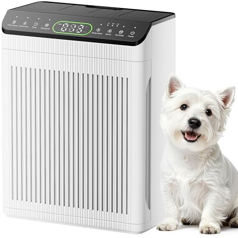 EVALIT Air Purifiers for Home Large Room, Air Purifier up to 2200sq.ft, PM2.5 Air Quality Display, Sleep Mode with Fragrance for Smoke Dust Odors, ET066, White, 1Pack+3Modes