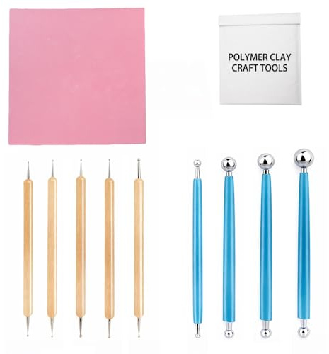 Zzcy 10 Pcs Herramientas para Modelar de Arcilla Polimérica Pétalo 5 Herramienta de Punteado 4 Herramientas de Bola de Metal 1 Almohadilla Moldeadora de Flores de Arcilla Polimérica