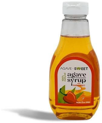 Agave Sweet – Habanero Infused Agave Syrup | Spicy-Sweet Habanero Syrup for Mixology & Cooking | 11.64 oz plastic bottle