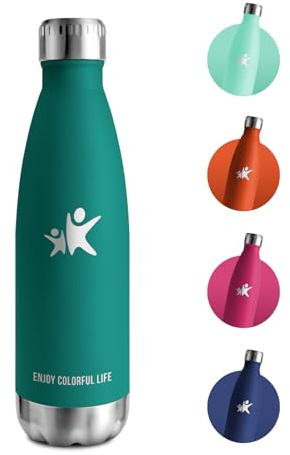 Borraccia Acciaio Inox 500ml, Bottiglia Termica Senza BPA, Isolamento Termico, Borraccia Termica per Ufficio, Ragazze, Sport, Escursioni
