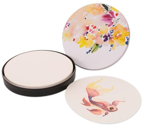 Hartem - Pack de 25 Hojas de Papel de Acuarela Redondo 300 gsm de 14 cm de Diámetro, Prensado en Frío y Libre de Ácido para Técnicas Húmedas y Secas, Pintura o Boceto para Principiantes y Artistas