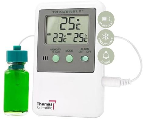 Thomas 1222W14 Traceable Refrigerator/Freezer Thermometer with 5ml Vaccine Bottle Probe, -50 to 70°C (-58 to 158°F)