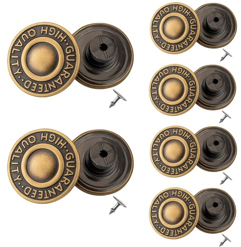 Trimming Shop Bouton en laiton de 17 mm, boutons de fermeture durables avec épingles arrières, rivet pour réparation de vêtements, jeans, vestes, jupes, bronze clair, lot de 20 pièces