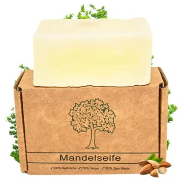 PAOS Mandelseife, Pflegeseife, Haarseife, Naturseife, Vegan, Handgemacht, Naturprodukt ca. 140g, Keine Chemikalien, Traditionell, Mandelöl empfohlen bei trockener Haut und Haar, Naturkosmetik