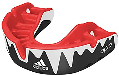 adidas Mundschutz für Erwachsene, Boxen, Rugby, Hockey, MMA, Kampfsport, OPRO Platinum (Schwarz/Weiß/Rot, Senior)