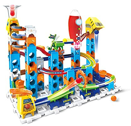 VTech Marble Rush Launch Pad, Construction Toys for Kids with 10 Marbles and 75 Building Pieces, Electronic Track Set for Boys & Girls, Colour-Coded Building Toy with Sound, 4 Years +, English Version