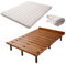 EMOOR Japanische Futon-Matratze Machi und Futonbett OSMOS Set 160 x 200 cm, Retro-Braun, 3 Höhen Verstellbar, Einfach zu Montieren, Japanisches Schlafbett Tatami-Matte Holzlatten-Bett Palettenbett