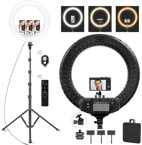 Ekasoco Aro de Luz con Trípode 53cm, CRI 95+ Regulable LED Anillo de Luz con Soporte para Móvil, Anillo de Luz de Cámara Profesional para Youtube TikTok Maquillaje Vlog Vídeo Fotografía