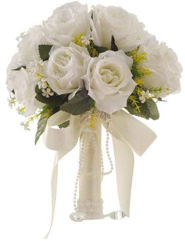 Ramo De Novia Flores Preservadas Estilo Blanco Falso Rosa Nupcial Ramas De Dama De Honor Blanca Blanco Boda Flores De Dama De Honor Ramos Ramo De Mano Con Flores Artificiales Rosas Ramos De Novia