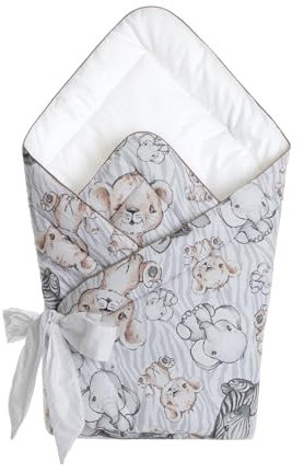 PillowPrim Pucksäck 0–3 månader baby – 100 % ekologisk bomull – 75 x 75 cm – säkerhet, universell, skötsovsäck för spädbarn – unisex babyfilt (zebra och lejonet)