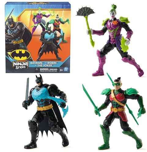 DC Comics, Batman Ninja Strike 6 3-Pack Battle Set Action Figures with Pop-Out Ninja Accessories, Super Hero Kids Toys for Boys and Girls Ages 3 & Up
