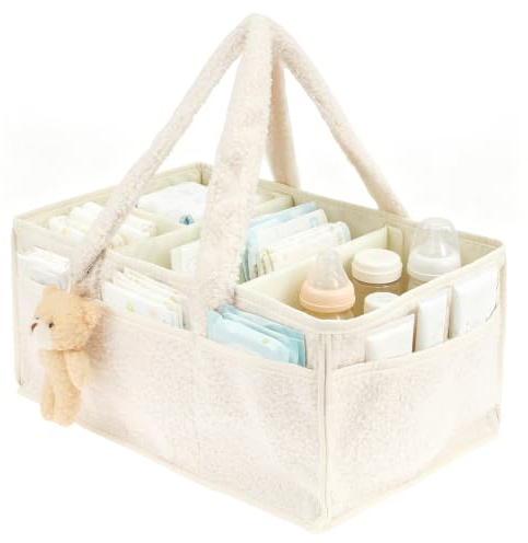 Organizador de pañales, organizador de pañales con separadores extraíbles, organizador de pañales para bebé, regalos de baby shower para nueva mamá, cestas de almacenamiento de fieltro para cambiador