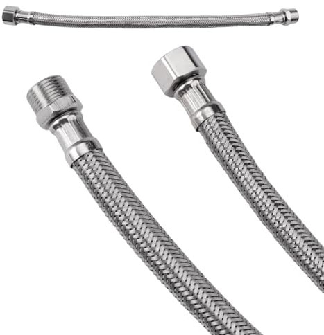 2 Pezzi Tubo Flessibile per Rubinetto, Tubo di Collegamento, Tubi Flessibili in Acciaio Inox, con Raccordo & Filettatura Esterna per Rubinetto, per Rubinetto per Valvola Angolare Scaldabagno (31cm)